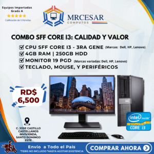PC Completa SFF Core i3 3ra + Monitor 19"