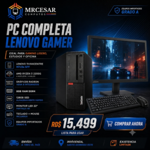 PC Completa Lenovo Gamer ThinkCentre M725s + Monitor 22"