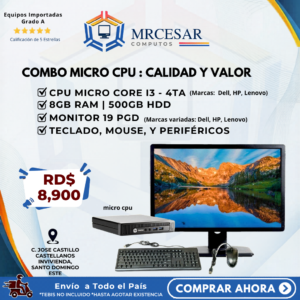 PC Completa Micro Core i3 4ta + Monitor 19"